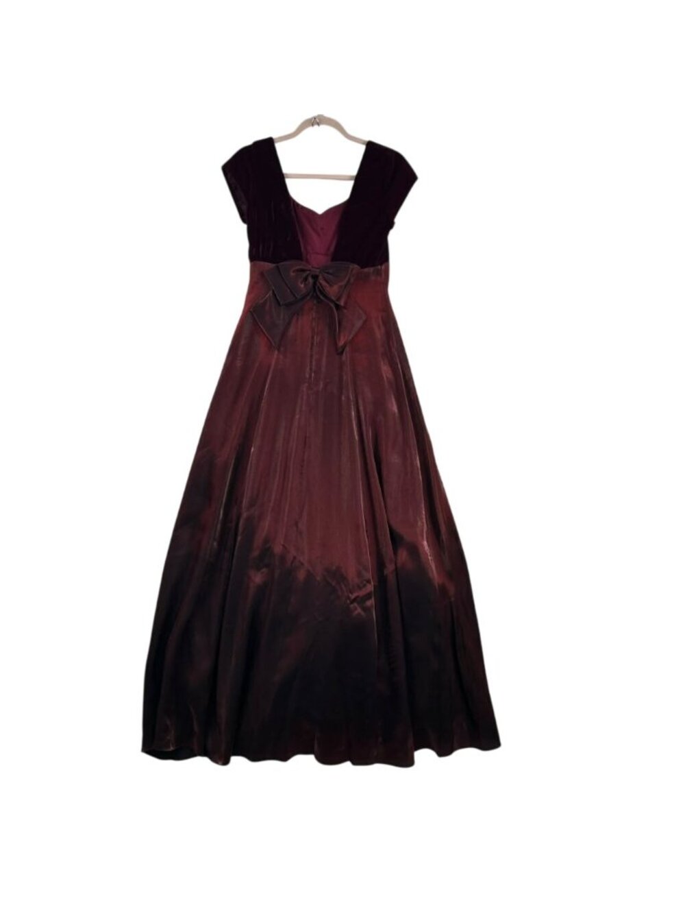 VTG Michaelangelo Dress Women's Size XS Burgundy Maxi Velvet With Bow Detail - Picture 2 of 15
